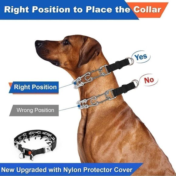 Supet Training Rubber Tip Prong Collar Quick Release No Pull Nylon Cover Sizable - Picture 10 of 16